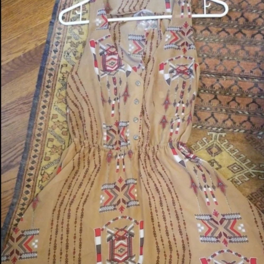 Open back tribal mini dress